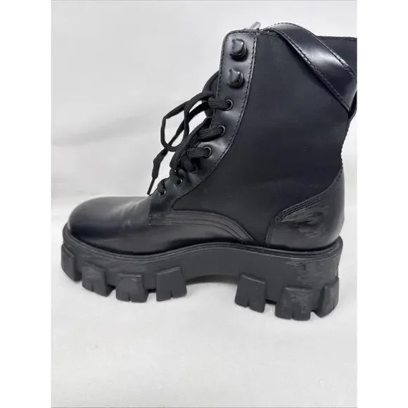 Prada Lug Sole Leather combat Boots Size 38